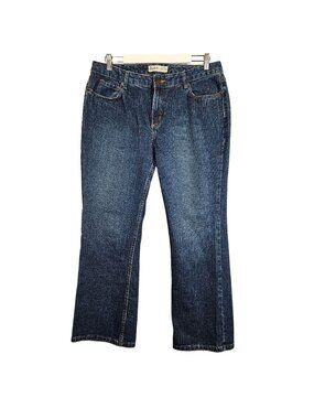 Bass Womens 14 Straight Leg Blue Denim Jeans Rugged Cotton Mid rise med wash